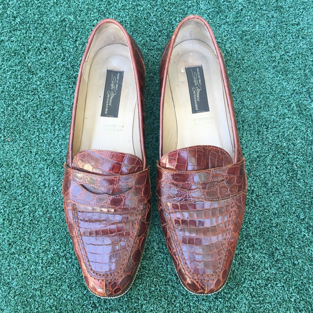 Sesto Meucci Vintage Crocodile Leather Loafer Luggage 9.5 - Picture 12 of 16